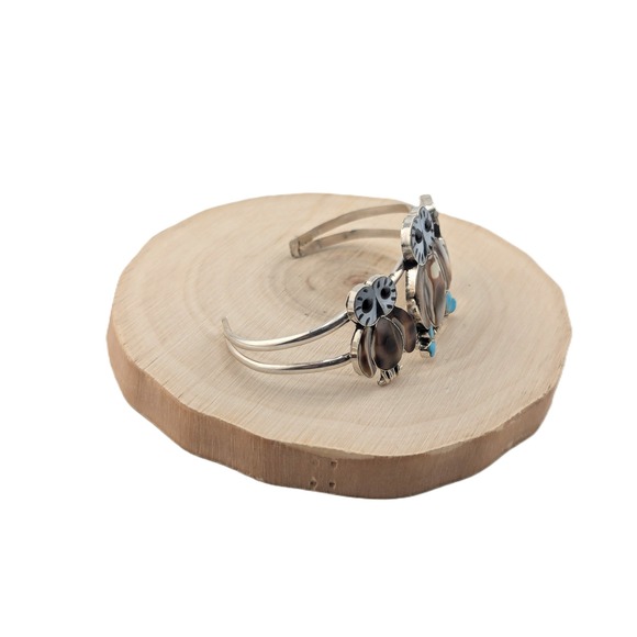 Zuni Owl MOP Cowrie Shell Inlay Owls Bracelet Native American Jewelry Sz 6.5in** - Picture 5 of 10